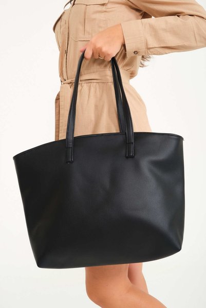Simfa Women's Zippered Leather Tote / Shoulder Bag