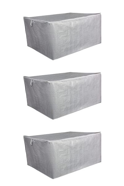ALAS 3-Piece Quilt Pad Set Mega Size New Season Waterproof Nano Technology Fabric Gray Striped 100*50*50 cm