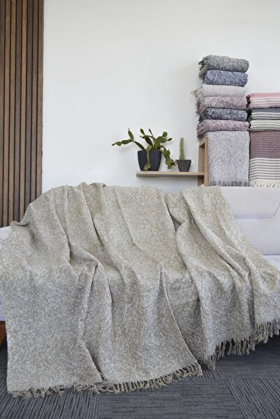 Mutlu Çeyiz Diva Cotton Sofa Bed Cover 170x220 Cm Beige Double Sided Use Sofa Cover| Sofa Shawl