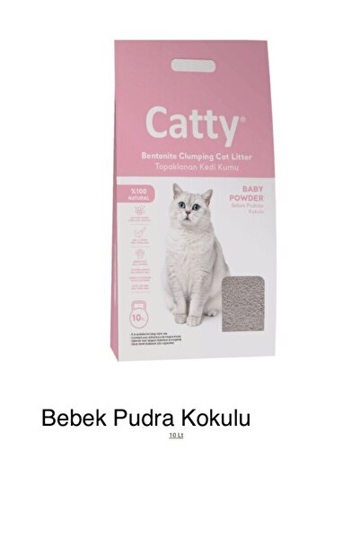 Catty Bebek Pudra Kokulu Ince Taneli Bentonit Topaklaşan Kedi Kumu 10 Lt