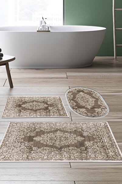 Alanur Home Eko Trend Djt 3 Lü Yıkanabilir Kaymaz Taban Banyo Paspas Seti 762 Osmanli Vizon