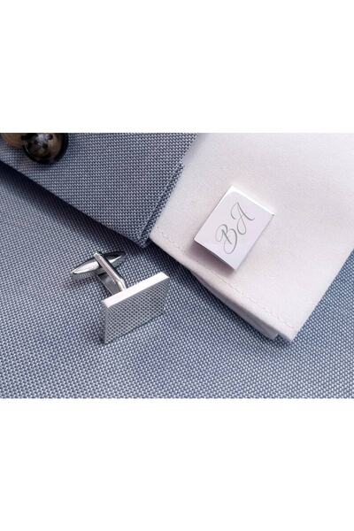 Genel Markalar 925 Ayar Gümüş Kare Tasarım Harf Kol Düğmesi