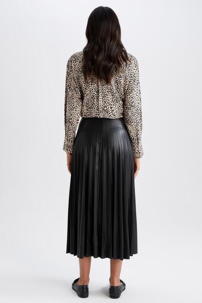 DeFacto Maxi skládaná sukně z umělé kůže