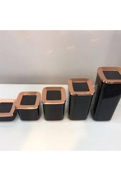 VİP AHMET Vip Ahmet Square Storage Container Black-Copper Set of 5 Vp-111