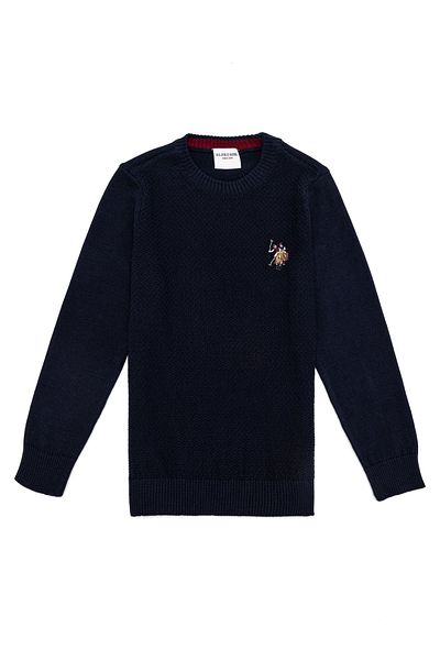 U.S. Polo Assn. Пуловер за момче с кръгло деколте, тъмносин, обикновен Tcdunıbkıds-sk22