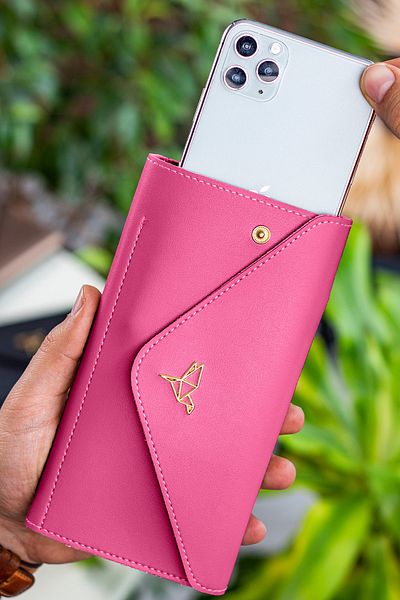 Garbalia Envelope Model Fuchsia Women's Wallet with Envelope Compartment for Phone and Coins