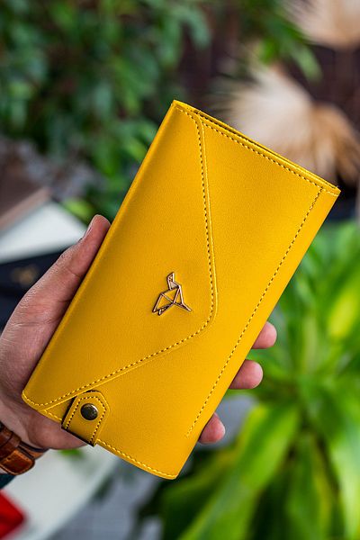 Garbalia Envelope Model Yellow Women's Wallet with Phone and Coin Compartments