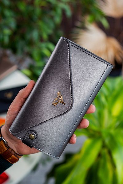 Garbalia Envelope Model Anthracite Women's Wallet with Envelope Compartment for Phone and Coins