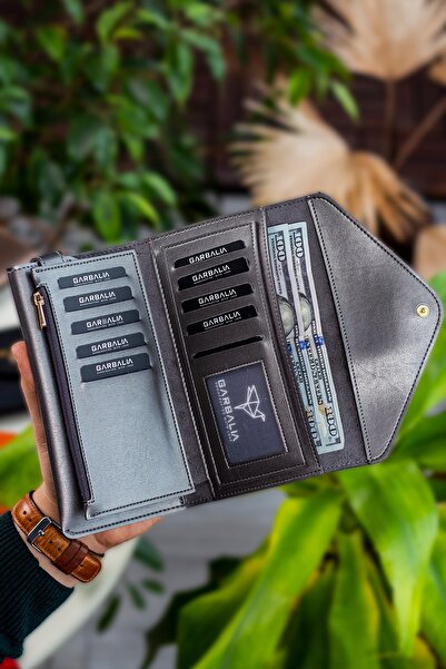 Garbalia Dámská peněženka Antracitová obálka s přihrádkou na obálky na telefon a mince