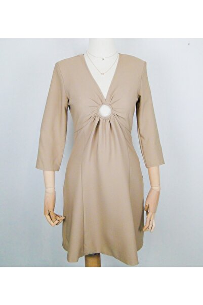 Vizon Cut Out Detaylı Elbise