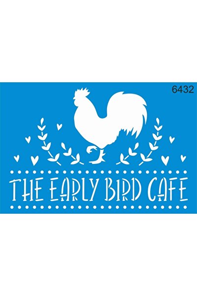 StencilSepeti نمط مقهى الطيور - قالب الرسم الاستنسل - 20x30 سم