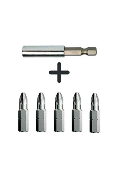 ARON (5 Adet) Pz2x25mm 2,5cm Yıldız Uç & 1 Adet Manyetik Uzatma Adaptör Vidalama Matkap Ucu