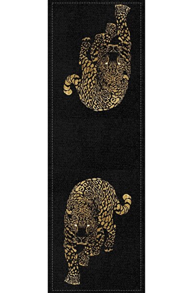 RugViva Leopar Runner Premium Tay Tüyü Dokuma Leke Tutmaz Kumaş Masa 40x140cm Rnr355