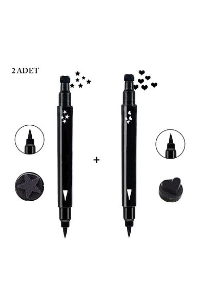 Cosmetichane Double Ended Eyeliner Star and Heart Patterned Economical Set of 2