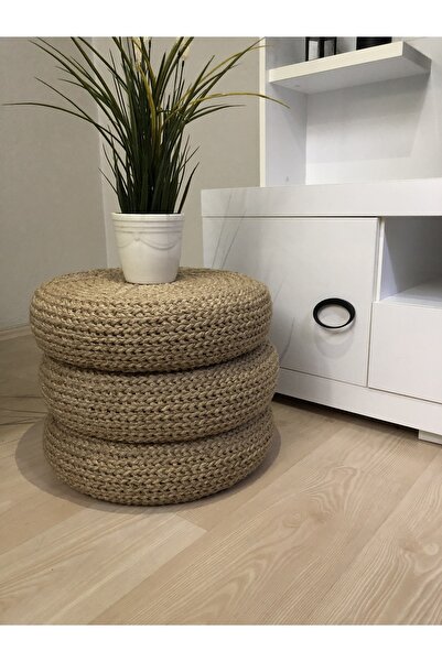Hayal Home Hasır Örgülü 3lü Puf (42*12 Ölçüleri)