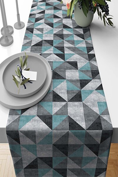 RugViva Geometric Thai Feather Woven Premium Stain-Repellent Fabric Tablecloth Runner 40x140cm Rnr379
