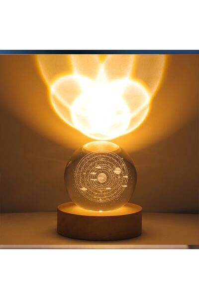 HEDİYE FİKRİ Işıklı Ahşap Kaideli Samanyolu Temalı Cam Küre 6cm