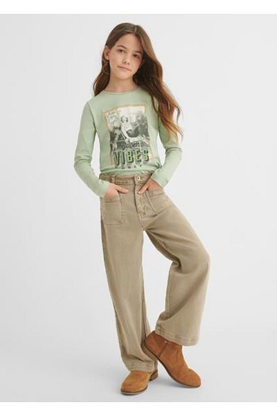 MAYORAL Girl's Green Trousers Gabardine