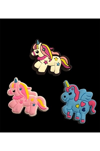 Crocs Cutyshoes Jibbitz Unicorn Gökkuşağı Figürleri Terlik Süsü 2’li Set. Xyt...