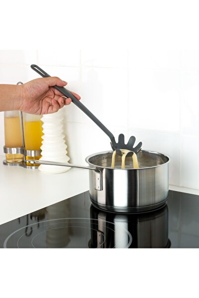 IKEA FULLÄNDAD Kitchen Utensil Set, Gray, 5 Pieces-Spatula, Spoon, Ladle, Pasta Spoon and Tongs
