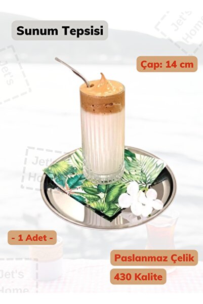 Jet's Home صينية تقديم صينية تقديم ستانلس ستيل مقاس 14 سم