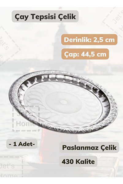 Jet's Home Çelik Çay Tepsisi 44,5 Cm Paslanmaz Çelik Tepsi