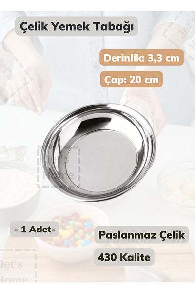 Jet's Home طبق عشاء من الفولاذ مقاس 20 سم من الفولاذ المقاوم للصدأ