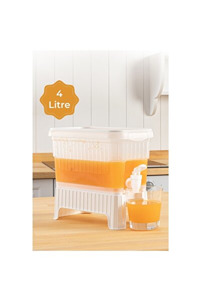 Genel Markalar Musluklu Buzdolabı Sürahisi, Ayak Aparatlı Seyyar Su Sebili, Limonata Sebili, Beyaz Renk