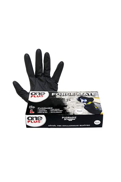 Oneplus Force Mate Extra Thick Serrated Black Nitrile (m) 50 Pieces