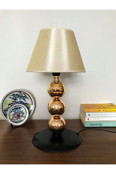 asellus Munis Series 3 Ball Exclusive Gold Plated Lampshade Table Lamp, Decoration, Fabric Head