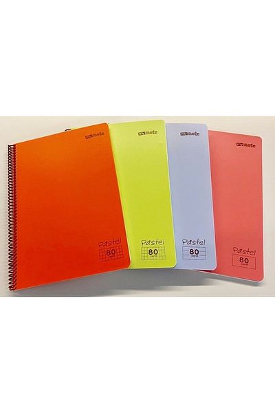 Mynote A4 80 Sheets Lined Ring Notebook Pastel Color Plastic Cover Eye-Free Cream Color Paper