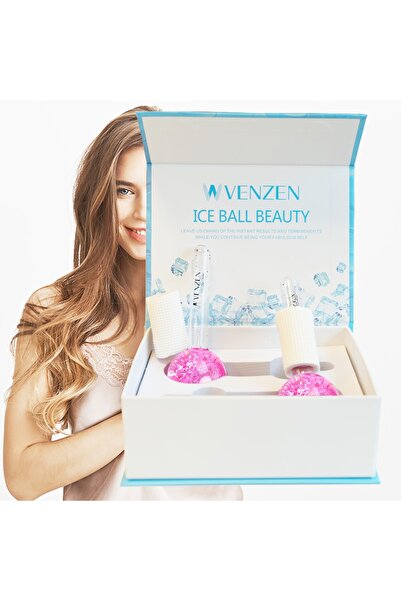 Venzen Ice Globes Buz Küresi Soğuk Masaj Ve Terapi Topu 2 Adet Pembe Borasilikat Cam (SAKLAMA KUTUSU ILE)