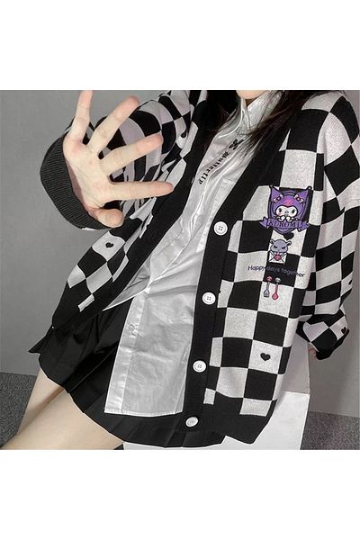 Köstebek Japanese Kawaii Anime Harajuku My Melody Checkered Cardigan