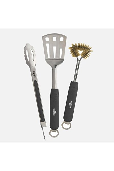 Napoleon Paslanmaz Çelik Spatula Maşa Temizleme Fırçası Üçlü Set