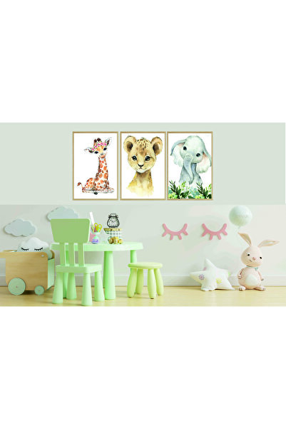 RET Dizayn Pictură decorativă retro din MDF pentru camera copiilor Safari (cu...
