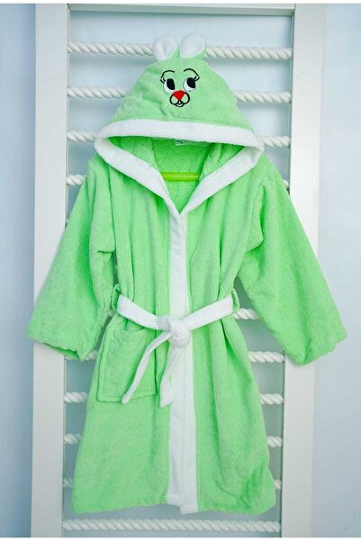 MNSTEKSTİL Mns 100 Cotton Hooded Children's Bathrobe with Ears