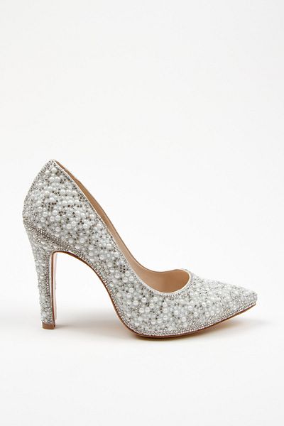 Çnr&Dvs Silver Full Pearl Mirrored Classic Heeled Women's Evening Dress Shoes Cnr21534