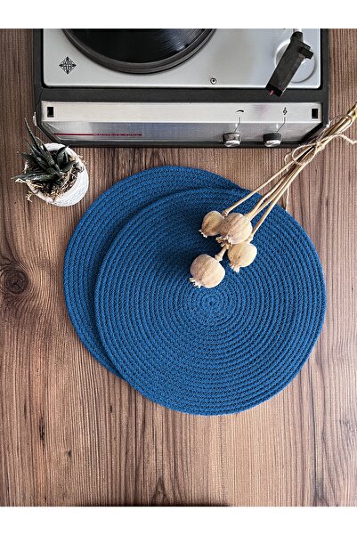 Genel Markalar Saks Mavi Jüt Amerikan Servis 4'lü Örme Hasır Supla