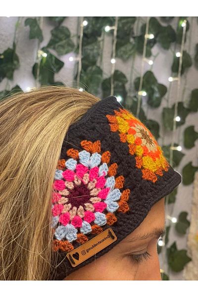 Gönülden Tasarım Ethnic Bohemian Motif Knitting - Gloves and Headband Set