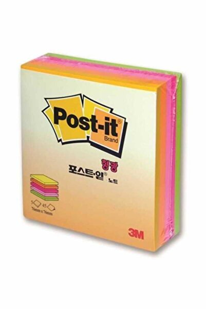 3M Mas Postit® Küp Not, Neon Renkler, 225 Yaprak, (51*76 MM)