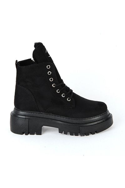 M.P. Mp 222-3471ft Μαύρες φλατ μπότες για κορίτσια με φερμουάρ Nubuck