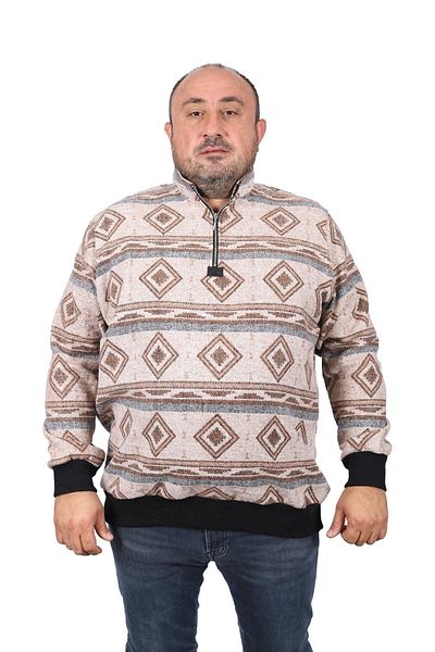 Starbattal Φούτερ Lumberjack Polo Neck με φερμουάρ 22220-καφέ