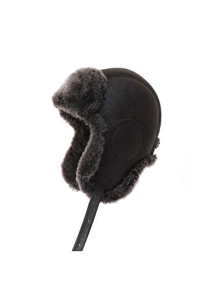 Mumcu's Leather Men's Genuine Leather Furry Winter Aviator Pilot Hat