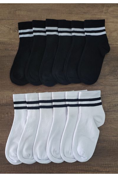 Leement socks Детски 12 чифта колежански чорапи с половин крак, Premium Series, безшевни, памучни