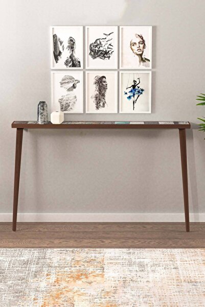 bluecape Alaska 122x12cm Doğal Ağaç Tek Sıra Traverten Taşlı Dresuar