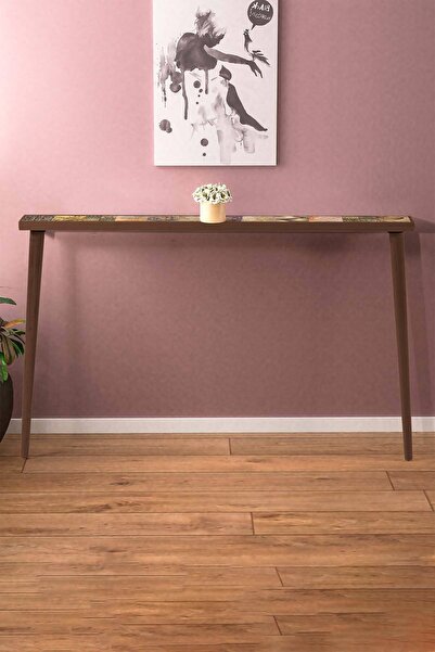 bluecape Lyon 122x12cm Doğal Ağaç Tek Sıra Traverten Taşlı Dresuar