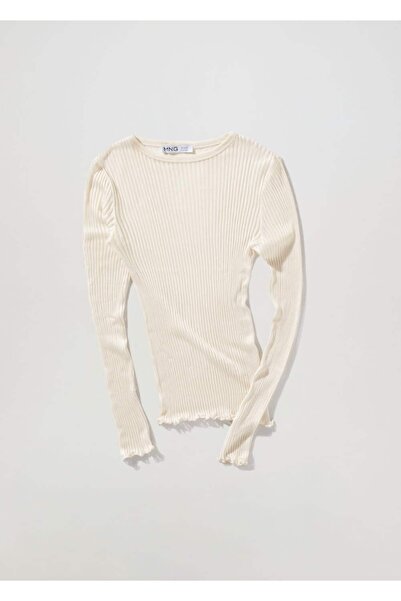 MANGO Woman Uzun Kollu Ipek Tişört