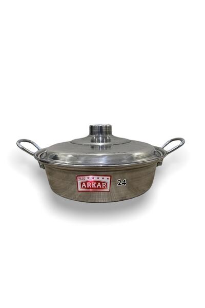 YILDIZ ARKAR Alüminyum Basık Tava Pilav Kızartma Tenceresi Metal Kulp 24 Cm