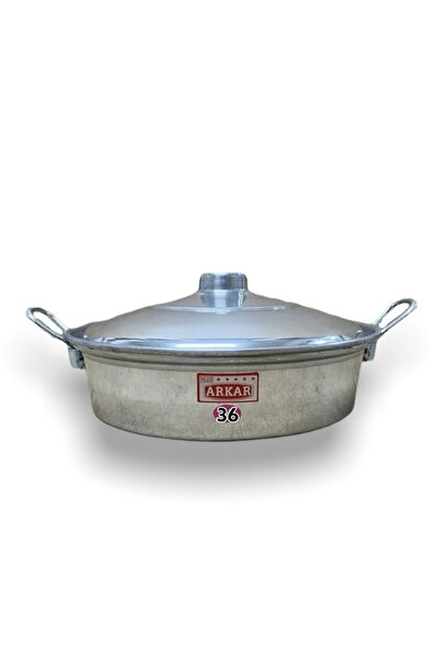YILDIZ ARKAR Aluminum Flat Pan Pilaf Frying Pot Metal Handle 36 cm