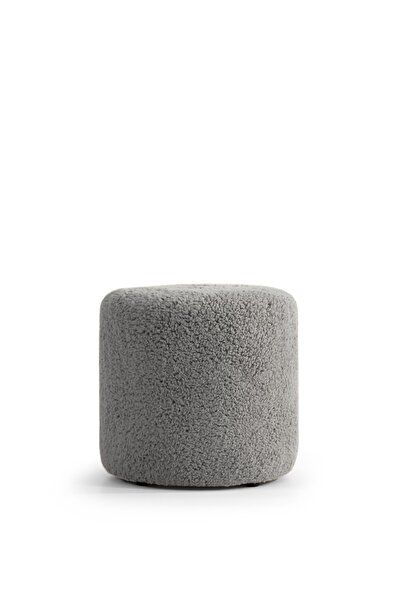 elissa home Lisa Puf Antrasit Tedy Kumaş Silindir Dekoratif Pufidik Puf Bench